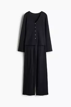 Пижама из джерси в рубчик H&M, черный