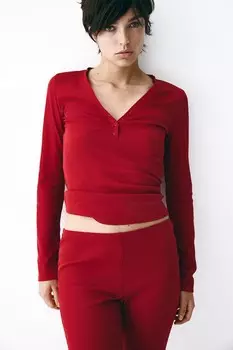 Пижама из джерси в рубчик H&M, красный