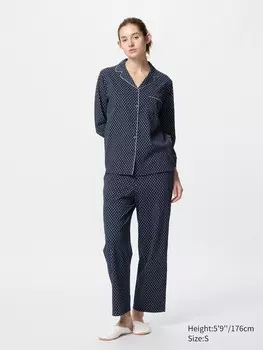 Пижама из хлопка airism с принтом Uniqlo, цвет 69 синий