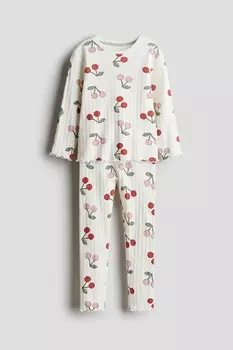 Пижама из хлопка в рубчик H&M, мультиколор