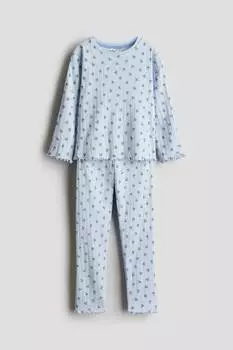 Пижама из хлопка в рубчик H&M, мультиколор