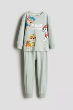 Пижама из хлопкового джерси с принтом H&M, мультиколор