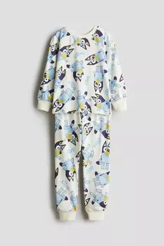 Пижама из хлопкового джерси с принтом H&M, белый