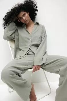Пижама из хлопкового муслина H&M, зеленый
