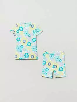 Пижама из органического хлопка с цветочным узором Gap, цвет light blue/yellow