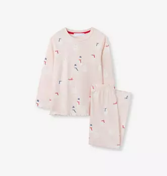 Пижама из органического хлопка с принтом «Снеговик» для детей от 1 до 6 лет The Little White Company, розовый