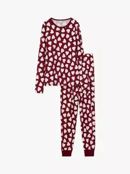 Пижама из органического хлопка с принтом в виде сердца Polarn O. Pyret, цвет Rhubarb