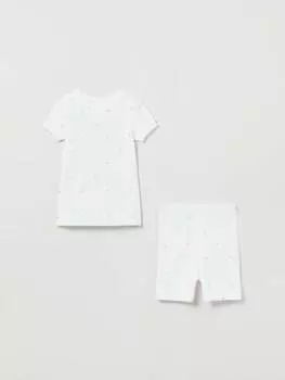 Пижама из органического хлопка с принтом звезд Gap, цвет optical white