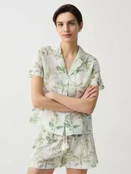 Пижама из парусины с принтом тропических пальм Ovs, цвет white/green