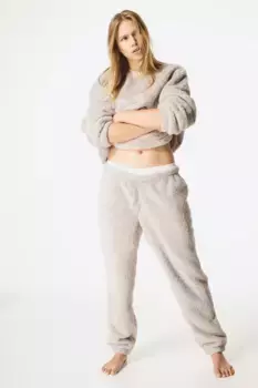 Пижама из пушистого материала H&M, бежевый