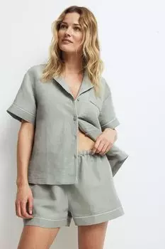 Пижама из смесового льна H&M, хаки