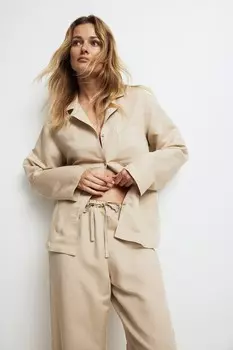Пижама из смесового льна H&M, бежевый
