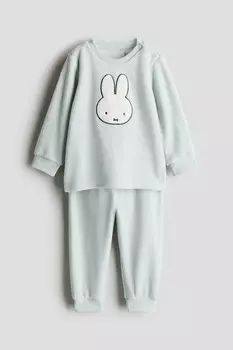 Пижама из велюра с рисунком H&M, мультиколор