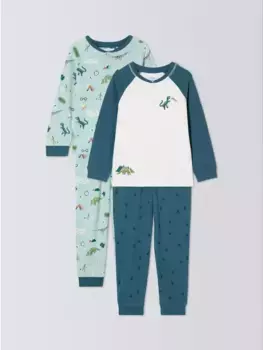 Пижама John Lewis Kids' Camping Dinosaur Cotton 2 шт, синий
