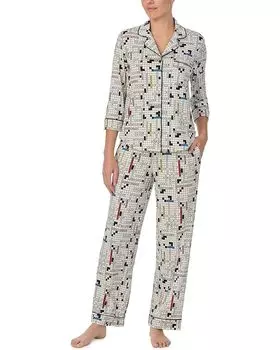 Пижама Kate Spade New York Long 3/4 Sleeve PJ Set, цвет Crossword Puzzle