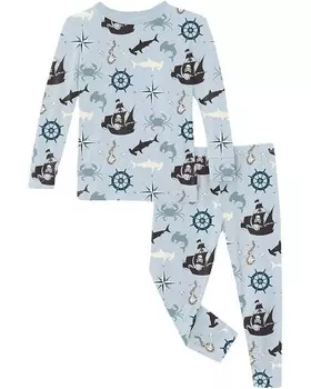 Пижама Kickee Pants Kids Print Long Sleeve Pajama Set, цвет Illusion Blue Pirate Adventure