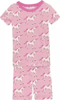 Пижама Kickee Pants Kids Print Short Sleeve Pajama Set with Shorts, цвет Cake Pop Prancing Unicorn