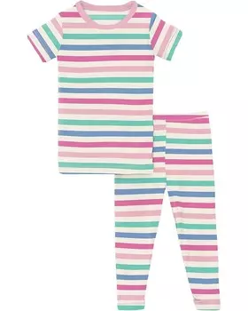 Пижама Kickee Pants Kids Print Short Sleeve Pajama Set, цвет Skip To My Lou Stripe