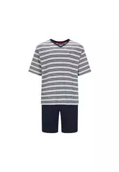 Пижама - klima-light с длинным v-образным вырезом из смеси хлопка и полосок Hajo, мультиколор