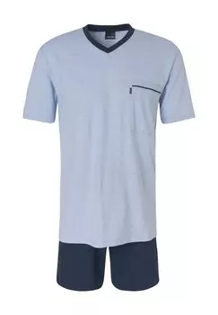 Пижама короткая, меланжевая, мужская AMMANN, цвет Hellblaumelan