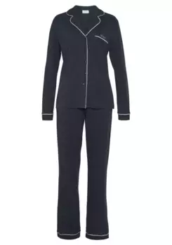Пижама LASCANA (2 шт.), с контрастной окантовкой, синий