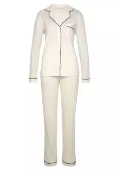 Пижама LASCANA (2 шт.), с контрастной окантовкой, цвет Ecru