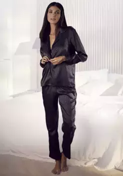 Пижама LASCANA (2 шт.), с леопардовым узором, антрацит