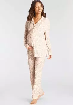 Пижама LASCANA, цвет Camel/Ecru