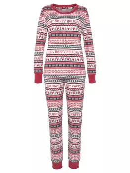 Пижама LASCANA, цвет dunkelrot gemustert