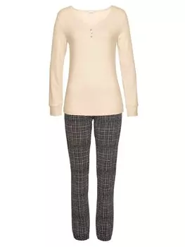 Пижама LASCANA, цвет nude-schwarz-kariert