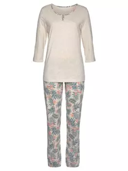 Пижама LASCANA, цвет sand-bedruckt