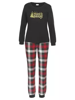 Пижама LASCANA, цвет schwarz-rot-gemustert