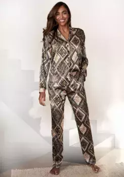 Пижама LASCANA (комплект, 2 шт.), цвет Gemustert-Schwarz