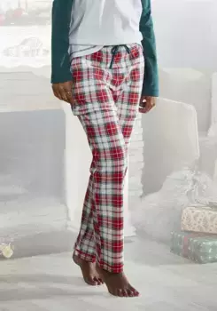 Пижама LASCANA с клетчатым узором, бежевый