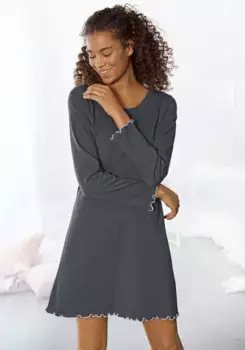 Пижама LASCANA, с волнистым краем, коричневый