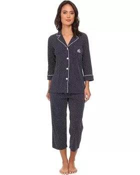 Пижама LAUREN Ralph Lauren Essentials Bingham Knits Capri, цвет Madeleine Dot Windsor Navy/White