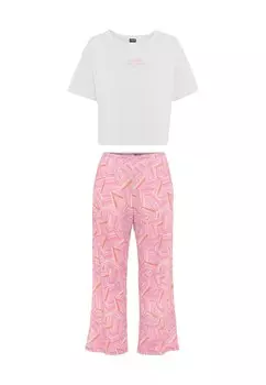 Пижама Lscn By Lascana, розовый/эозин/белый