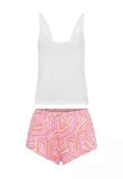 Пижама LSCN by LASCANA Short Pajama Set, цвет pink/white