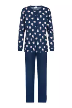 Пижама Mey "SCRIBBLED DOTS", с круглым вырезом и планкой на пуговицах, цвет Deep Marine