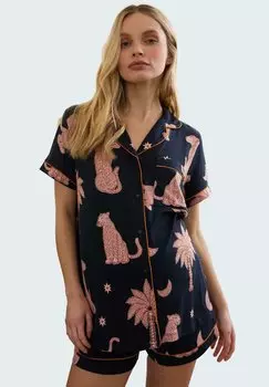 Пижама MIDNIGHT LEOPARD PRINT SET - Pyjama set Chelsea Peers, темно-синий