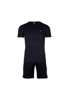 Пижама мужская короткая - ИНТЕРЛОК, пижама короткая, хлопок EMPORIO ARMANI, черный