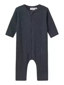 Пижама Name It "NBMWANG WOOL NEEDLE NIGHTSUIT SOLID NOOS", изготовлена из чистой шерсти мериноса, синий