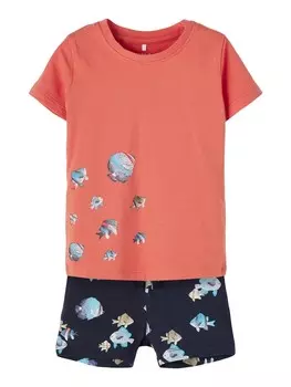 Пижама NAME IT Pajamas, цвет Navy/Coral