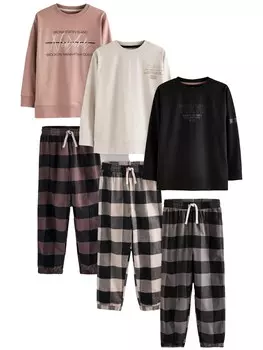Пижама Next, цвет Beige/Brown/Black