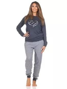 Пижама NORMANN Interlock langarm Bndchen Herzmotiv, синий