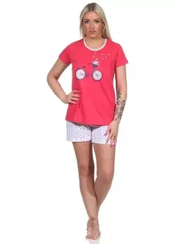 Пижама NORMANN kurzarm Shorty Pnktchen, красный