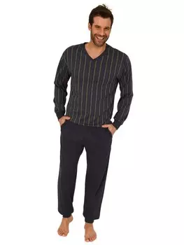 Пижама NORMANN lang Bndchen Kuschel interlock, антрацит