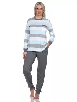 Пижама NORMANN langarm Bndchen Blockstreifen, цвет helltrkis