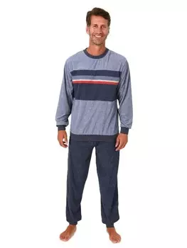 Пижама NORMANN Langarm Frottee Bndchen, цвет blau-mel.