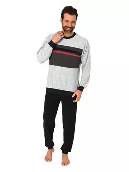 Пижама NORMANN Langarm Frottee Bndchen, цвет grau-mel.